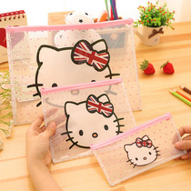 TTQ cute cartoon kitty Ding cat pvc file bag transparent B5A5 stationery file bag data holder