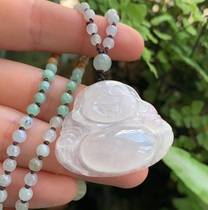 Yang Yujia natural A goods jade ice pure white belly Maitreya smile Buddha pendant certificate new popularity
