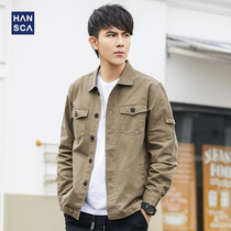  Hanska spring and autumn Japanese casual lapel tooling jacket mens thin loose retro jacket mens Korean version of the trend