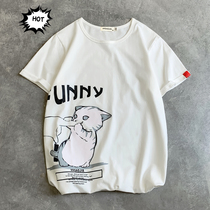 Suck Finger Milk Cat Summer New Short Sleeve T-shirt Men Loose Big Code Sports Half Sleeve Compassionate Thin and Han version Trend