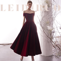 Letty Ruo a promise2021 bride wedding toast red long simple word shoulder female small dress