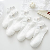 Socks Children White Socks White Socks Pure Cotton Day Series Summer Thin cute ins Chains Spring autumn students Low help Stealth boat socks