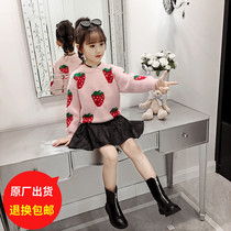 Girl Sweaters Fall Winter Clothing 2022 New CUHK Children Foreign Air Knitted Water Mink Suede Girls Beating Underhand Jersey
