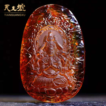 Tiangguang Xu natural amber beeswax thousand hands Guanyin pendant yellow honey amber pendant for men and women with certificate