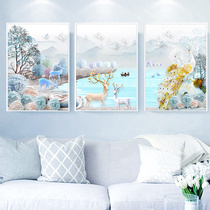  5d handmade diamond painting 2021 new living room cross-stitch triptych landscape elk peacock dot stick diamond embroidery
