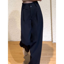 Mi Caixuan has a sense of luxury this year black wide-leg pants are popular this year womens 2022 early autumn new loose suit pants