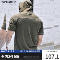BLUESFLY Short Sleeve Mens Summer New Tandem Hat T-shirt Outdoor Casual Gym Training Clothes Sport Blouse
