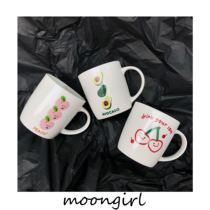 * Luna Girl*Korean fresh avocado Peach cherry fruit series ceramic cup Net red style mug