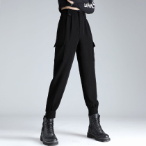 Tide brand high waist slim overalls womens 2021 autumn and winter New Korean version of nine-point Harlem pants toe casual sweatpants