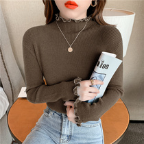 2021 autumn and winter new design feeling small crowdsourced half-height collar bottom-knitted sweater female sweater-style gentle chic blouse