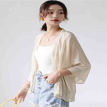 (100% mulberry silk)sunscreen shirt womens summer short sunscreen clothing thin cardigan silk outer jacket 2021 new