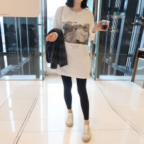 Pregnant women Spring new fashion cotton long T-shirt tide mom loose size long sleeve top base shirt 2021