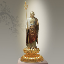 King Jizo Bodhisattva Buddha statue Temple Buddha Hall dedicated bald King Jizo standing statue Pure copper paste Gold Jizo ornaments large