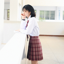 (Amaranth Red) Orthodox jk uniform skirt genuine plaid skirt Japanese school style wine red skirt pleated skirt female spring and summer