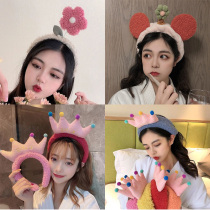 Shake-up teenage girl cute with self-flavored hair hoop Girl Katinins Wind Flowers Head Stirrup Wash Face Makeup Wash Hair