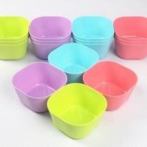 4 colored plastic square bowl soup bowl Korean bowl rice bowl childrens dessert tableware babys supplementary bowl