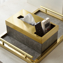 Tissue box living room high-end light luxury integrated multi-function remote control storage box high-end modern style American ornaments