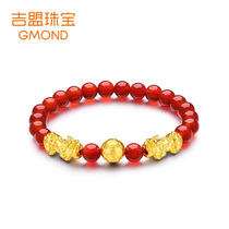 (New product) Ji Meng Brave Bracelet Women 3d Hard Gold Foot Golden Piece Gold Transfer Beads Red Agate Bracelet Men