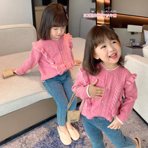 Little red fish baby childrens clothing 2021 New Girls spring and autumn foreign style knitwear baby cardigan childrens Autumn Sweater