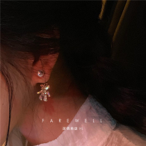 Bear stud earrings 2021 new fashion earrings Korean temperament will move the net red super fairy exquisite cute ear jewelry women