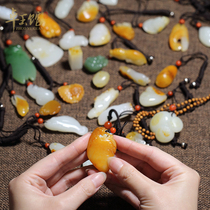 (Zhuoyu Hall) Xinjiang Hetian seed material mutton White Jade handlebar pendant bracelet finger Li Zhuoyu carving