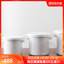 Japanese imported Noda enamel storage tank white enamel round multi-size food storage tank household