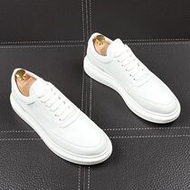 Small White Shoes Men Genuine Leather New Summer Men Trends Han Edition Casual Leather Shoes Breathable soft-bottom white board Shoe Men