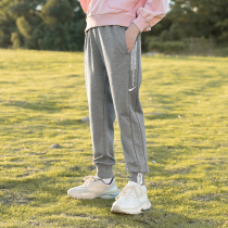 Girls sports pants spring and autumn trousers 2021 New Chinese children Foreign style casual plus velvet pants childrens stretch pants