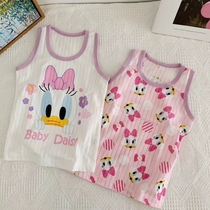 New Childrens Summer DSN Children Cartoon Pattern Printing Vest Two Pieces of Breathing Cotton Pure Cotton for Boys and Girls