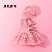 South Koreas new super fairy childrens swimsuit girls one-piece cute princess girls gauze dress style Foreign hot spring tide