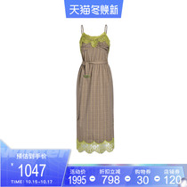 LE FAME lafam year summer fluorescent plait lace sling dress LF9X13O12C109