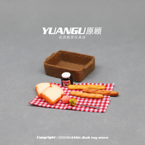 Miniature food play diy bread basket picnic set small toy ob11 dolls house accessories hand-made scene prop model