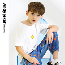 (Summer New) Child short sleeve T-shirt boy pure cotton Compassionate Tide Half Sleeve Handsome BOY BOY DRESS 2022