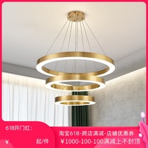 Living room lamp chandelier modern simple light luxury complex building hall lamp restaurant hollow circle creative Net red lamp