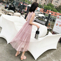  Special off-code clearance 2021 new summer sleeveless off-the-shoulder lace mesh socialite cake dress mid-length