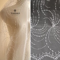 Taidao simple modern mesh bottom embroidery lace m150 ivory white wedding dress designer fireworks graphic fabric
