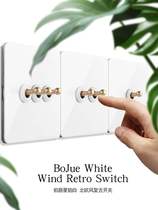 Vintage brass white type 86 panel hand lever switch Industrial wind hotel bed and breakfast five-hole socket household switch