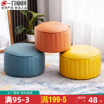 ins net red small leather pier small stool for home living room changing shoes stool light lavish sofa stool bench adult short stool round stool