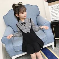 Girls autumn dress 2019 new childrens clothing children fake two plaid skirt