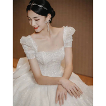 Main wedding dress 2021 New temperament pregnant woman size simple French light bridal dress big tailed small man thin