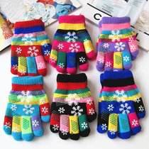 Winter cute colored snowflakes childrens gloves for men and women students double thick children and children warm gloves wholesale