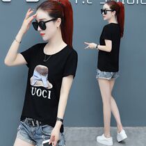  Short-sleeved T-shirt womens summer 2020 loose fashion womens wild ins top round neck T-shirt