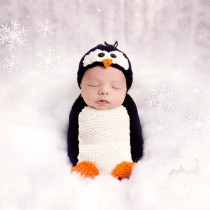 Newborn Children Photography Clothing Full Moon 100 Days Baby Photo Penguin Styling Sleeping Bag Baby Cartoon Attire
