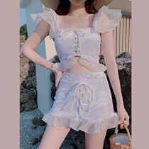 Swimsuit 2021 New Fashion Summer spa cover Belly Display Slim Conservative Big Code Fat M Korea Ins Fairy Fan