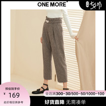 ONE MORE2019 autumn and winter wool tapered pants thin casual temperament gray high waist trousers