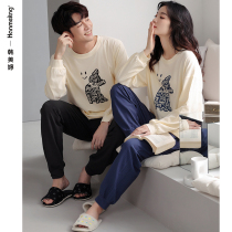 Couples Pajamas 2022 New Spring and Autumn Season Long Sleeve Cartoon Can Go Out HomeWear Womens Fall Winter Cotton Mens Suit