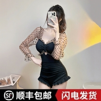 Swimsuit Women Summer 2022 New Conjoined Veil slim long sleeve sunscreen for small breasts to woo conservative student swimwear