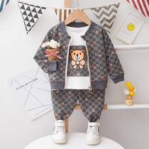 1-2-3-year-old half boy Spring and autumn suit Shuai Childrens clothes Yangqi Mens baby Spring Childrens spring clothes Three sets