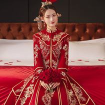 Senior velvet show 2021 new wedding dress bride Chinese wedding dress toast women winter wedding dress