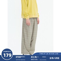 EviStub 2020FW retro plaid casual pants men loose wide leg pants hanging trend street plaid trousers